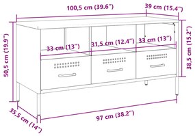 Έπιπλο Τηλεόρασης Μαύρο 100,5x39x50,5 εκ. Ατσάλινο - Μαύρο