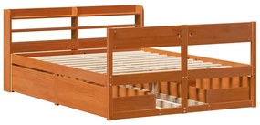 Σκελετός Κρεβ. Χωρίς Στρώμα Καφέ Κεριού 135x190 εκ Μασίφ Πεύκο 3307139