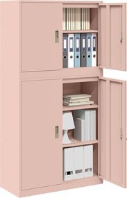 vidaXL Ντουλάπι αποθήκευσης 2 τμχ. Ροζ 90 x 40 x 175 εκ Ατσάλι