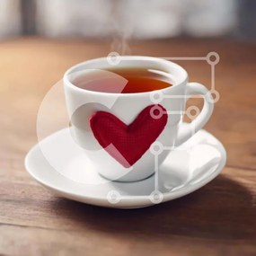 Σετ των 2 Intra Συλλεκτικό Ξύλινο Παζλ Plywood  4mm - Ζεστό τσάι με έμπλαστρο σε σχήμα καρδιάς Σε Ξύλινο Κουτί - Διαστάσεις: 10x10 cm – 25 κομμάτια