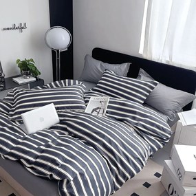 Παπλωματοθήκη Midnight (Σετ 3τμχ) Anthracite-White Ρυθμός Queen Size 220x250cm 100% Βαμβακοσατέν