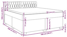 Κρεβάτι Boxspring με Στρώμα Μαύρο 180x200 εκ. Βελούδινο - Μαύρο