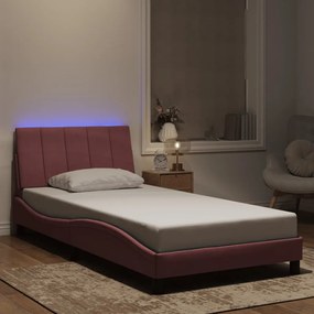 Πλαίσιο Κρεβατιού με LED Ροζ 100x200 εκ. Βελούδινο