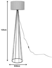 Φωτιστικό δαπέδου Florencia pakoworld Ε27 μπεζ ύφασμα-μαύρο μέταλλο Φ40x125εκ