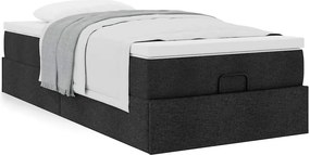 vidaXL Οθωμανικό κρεβάτι με στρώμα Μαύρο 80x200cm Ύφασμα
