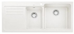 Blanco Naya 8 S White SILGRANIT™ PuraDur™ Γρανιτένιος Νεροχύτης Ένθετος με 2 Γούρνες και Ποδιά Αριστερά 116x50cm