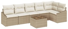 vidaXL Σετ Καναπέ με μαξιλάρι 7 pcs Μπεζ συνθετικό ρατάν