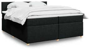 vidaXL Κρεβάτι Boxspring με Στρώμα Μαύρο 200x200 εκ. Υφασμάτινο