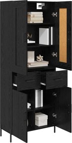 vidaXL Highboard με συρτάρι 2 pcs Μαύρη Οξυά Επεξεργασμένο ξύλο