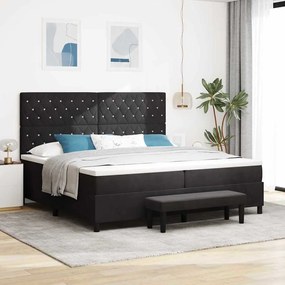 vidaXL Κρεβάτι με ελατήρια με στρώμα Μαύρο 200 x 200 cm Βελούδο