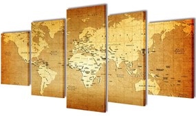 Πίνακας σε Καμβά Σετ Παγκόσμιος Χάρτης 100 x 50 εκ.