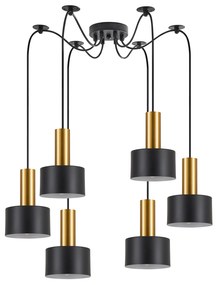 SE21-GM-4-BL6-MS1 ADEPT TUBE Gold Matt Pendant Black Metal Shade+ HOMELIGHTING 77-8632