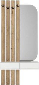 Έπιπλο εισόδου Reyas Megapap χρώμα λευκό - sepet oak 90x27x205,6εκ.