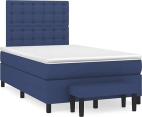 vidaXL Κρεβάτι Boxspring με Στρώμα Μπλε 120x190 εκ. Υφασμάτινο
