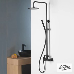 Μπαταρία Ντουζιέρας με Κεφαλή και Κολώνα ρυθμιζόμενου ύψους, Τech La Torre Black Matt 12065-400