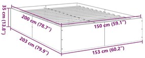 Πλαίσιο Κρεβατιού Γκρι Σκυροδέματος 150x200 εκ. Επεξεργ. Ξύλο - Γκρι