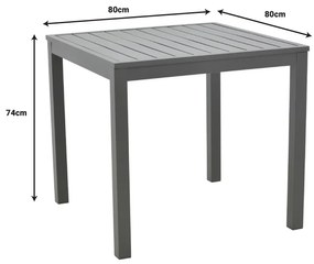 Τραπέζι Kliton  pakoworld αλουμινίου ανθρακί 80x80x74εκ - 288-000005