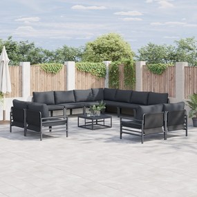 vidaXL Σετ Καναπέ Κήπου 12 pcs Ανθρακί Ατσάλι