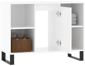 vidaXL Ντουλάπι Μπάνιου Γυαλ. Λευκό 80 x 33 x 60 εκ. από Επεξεργ. Ξύλο