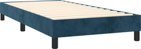 vidaXL Κρεβάτι Boxspring με Στρώμα Σκούρο Μπλε 100x200 εκ. Βελούδινο