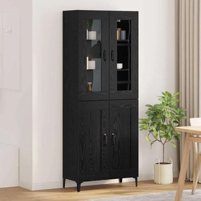 vidaXL Highboard Μαύρη Οξυά 69,5 x 34 x 180 εκ. Επεξεργασμένο Ξύλο