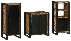 vidaXL Σετ Επίπλων Μπάνιου 3 pcs Πολύχρωμο Στερεό ανακτημένο ξύλο