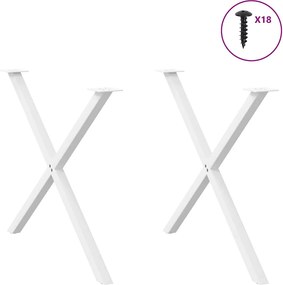 vidaXL Πόδια Τραπεζαρίας σε Σχήμα Χ, 2 τεμ. Λευκά 90x(72-73) εκ. Ατσάλι