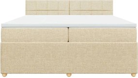 vidaXL Κρεβάτι Boxspring με Στρώμα Κρεμ 200x200 εκ. Υφασμάτινο