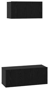vidaXL Σετ επίπλου τηλεόρασης 2 pcs Μαύρη Οξυά Επεξεργασμένο ξύλο