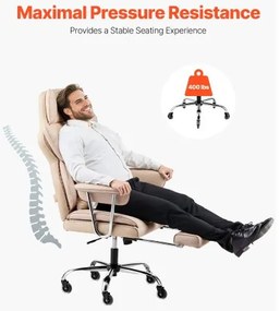 VEVOR Executive Office Chair High Back Chair Footrest &amp; Removable Armrests Brown
