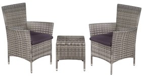 vidaXL Σετ Επίπλων Bistro 3 Τεμαχίων Γκρι από Συνθετικό Ρατάν