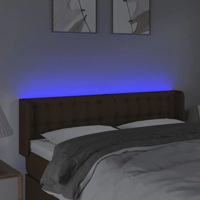 vidaXL Κεφαλάρι Κρεβατιού LED Σκούρο Καφέ 147x16x78/88 εκ. Υφασμάτινο