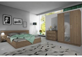 Σετ Κρεβατοκάμαρας 6 τεμαχίων με ΔΩΡΟ στρώμα 160/200 και μηχανισμό ανύψωσης, Milano Καρυδί, 206x78x226 εκ., Genomax Genom1210700017