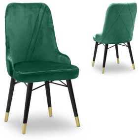 Καρέκλα Τραπεζαρίας Floria 0260483 54x48x91cm Dark Green Βελούδο, Ξύλο