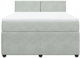 vidaXL Κρεβάτι Boxspring με Στρώμα Ανοιχτό Γκρι 140x190 εκ. Βελούδινο