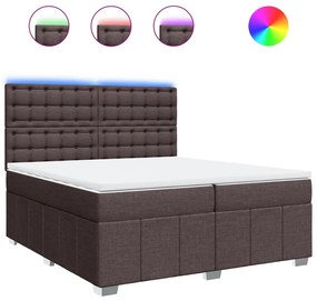 vidaXL Κρεβάτι Boxspring με Στρώμα Σκούρο Καφέ 200x200 εκ. Υφασμάτινο