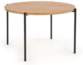 Τραπέζι Houston 728, Χρυσή βελανιδία, Μαύρο, 76cm, 28 kg, Ινοσανίδες μέσης πυκνότητας, Μέταλλο | Epipla1.gr