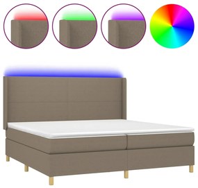 ΚΡΕΒΑΤΙ BOXSPRING ΜΕ ΣΤΡΩΜΑ &amp; LED TAUPE 200X200 ΕΚ. ΥΦΑΣΜΑΤΙΝΟ 3138745