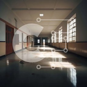 Intra Συλλεκτικό Ξύλινο Παζλ Plywood  4mm - Μακρύς κενός διάδρομος στο εγκαταλελειμμένο κτήριο Σε Ξύλινο Κουτί - Διαστάσεις Puzzle: 10x10 cm – 25 κομμάτια