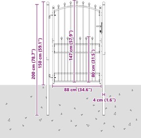 vidaXL Πύλη Φράχτη με Ακίδες EMMEN 200 x 100 cm