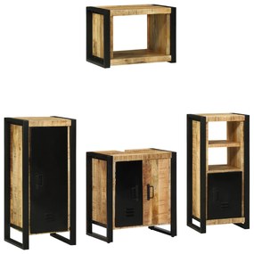 vidaXL Σετ Επίπλων Μπάνιου με ράφι 4 pcs Καφέ Στερεό ξύλο μάνγκο