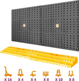 vidaXL Πλάτη Εργαλείων με 50 Γάντζους 500 x 1000 χιλ. Πολυπροπυλένιο