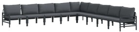 Σετ Καναπέ Κήπου με μαξιλάρι 9 pcs Μαύρο Ατσάλι
