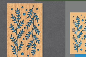 Σετ των 2 Intra απο ξύλο plywood Χρώμα wenge 3mm-4mm πάχος - Διακόσμηση τοίχου με λουλούδια κοπής με λέιζερ 1 Δίασταση 20x20 cm INTRAFABR-99167254