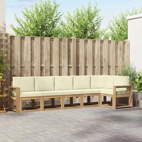 vidaXL Σειρά Καναπέ Εξωτερικού 6 pcs Λευκό και Κρεμ Πολυεστέρας
