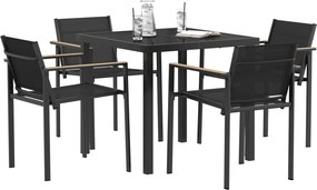 vidaXL Σετ Εξωτερικών Επίπλων 5 τμχ. Μαύρο και Ανθρακί Textilene