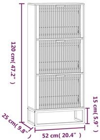 vidaXL Παπουτσοθήκη Μαύρη 52 x 25 x 120 εκ. από Επεξεργασμένο Ξύλο