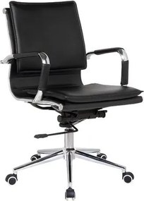 BF3601 Πολυθρόνα Γραφείου Μέταλλο Βάση Χρώμιο - PU Μαύρο   1τμχ