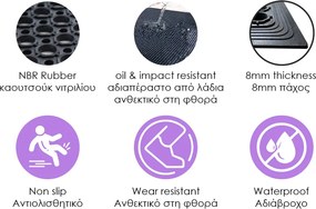 HOME USE πατάκι εισόδου HUH-0210, αντιολισθητικό, καουτσούκ, 90x60cm, 8mm πάχος, μαύρο