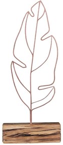 Διακοσμητικό Επιτραπέζιο Feather 533BSG1130 17x3,5x41cm Natural-Bronze Aberto Design Μέταλλο,Ξύλο